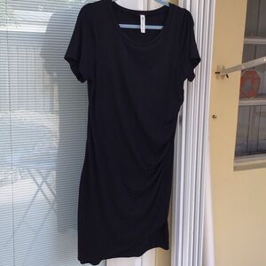 Vanilla Bay Black Short-Sleeve Dress with Light Blue Accent